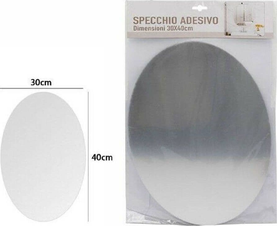 SPECCHIO ADESIVO FORMA OVALE ADESIVA MURALE ARREDAMENTO CASA 30 X 40 CM - 2