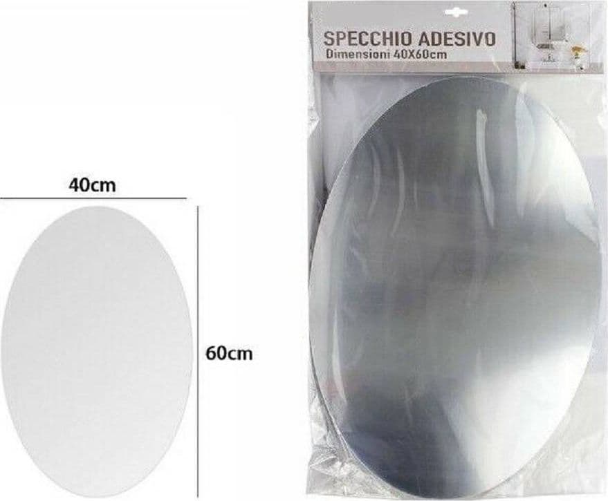 SPECCHIO ADESIVO FORMA OVALE ADESIVA MURALE ARREDAMENTO CASA 40 X 60 CM - 2