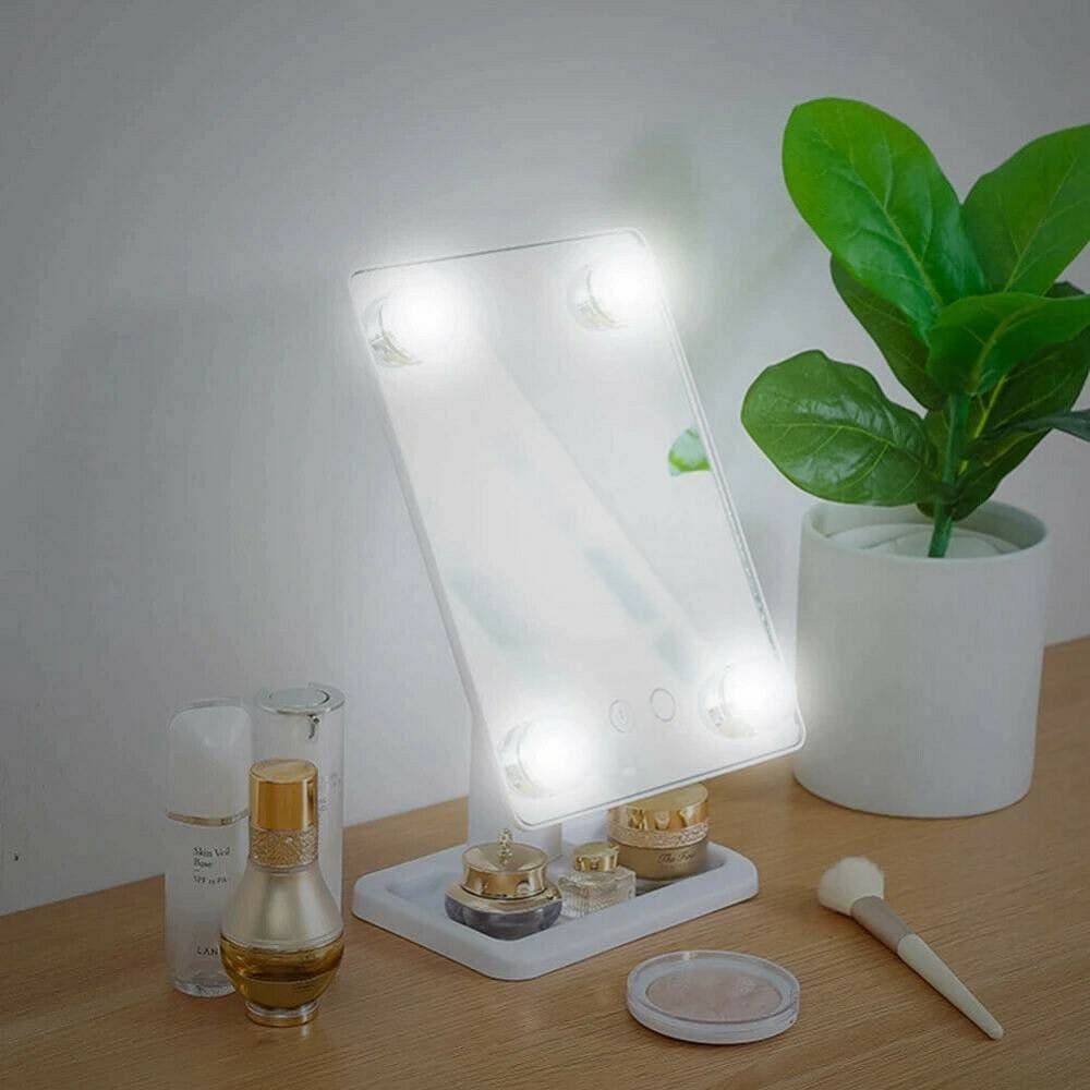 SPECCHIO DA TRUCCO ILLUMINATO 4 LUCI A LED PORTATILE TRUCCO BELLEZZA DA TAVOLO - 2