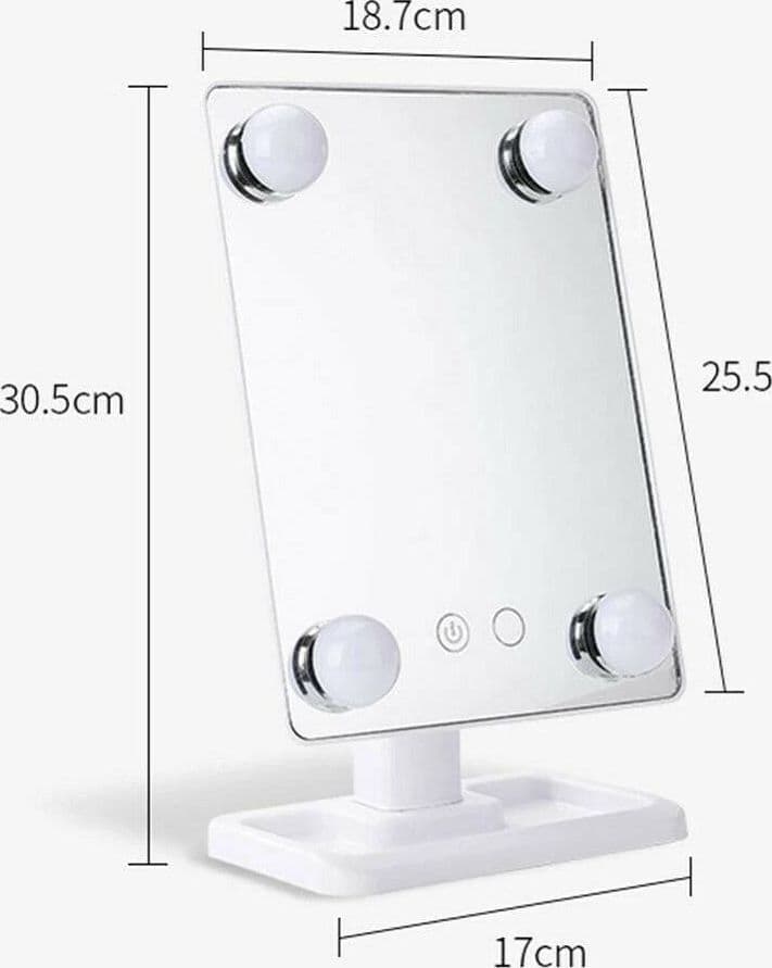 SPECCHIO DA TRUCCO ILLUMINATO 4 LUCI A LED PORTATILE TRUCCO BELLEZZA DA TAVOLO - 4