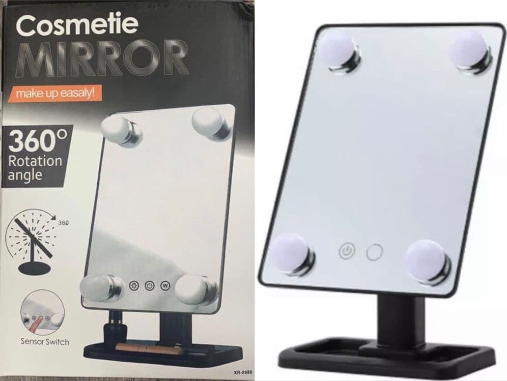 SPECCHIO DA TRUCCO ILLUMINATO 4 LUCI A LED PORTATILE TRUCCO BELLEZZA DA TAVOLO - 6