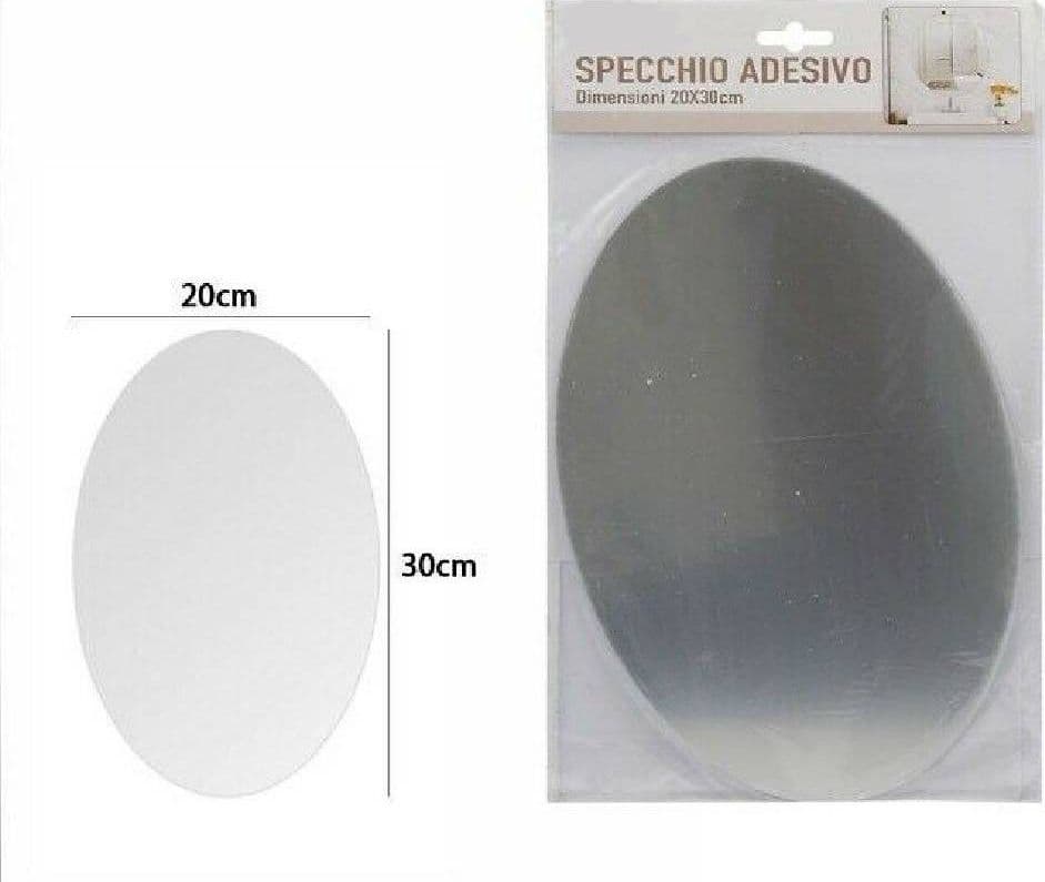 SPECCHIO ADESIVO FORMA OVALE ADESIVA MURALE ARREDAMENTO CASA 20 X 30 CM - 2