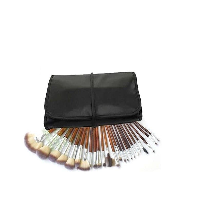 KIT 24 PENNELLI TRUCCO MAKE UP POCHETTE PORTAPENNELLI IN ECOPELLE PROFESSIONALE - 2
