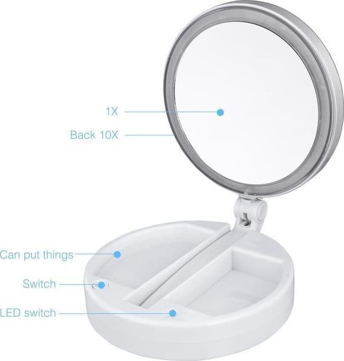 SPECCHIO DA TAVOLO ZOOM 3X CON SUPPORTO + ROTAZIONE 360 GRADI DONNE BELLEZZA - 6