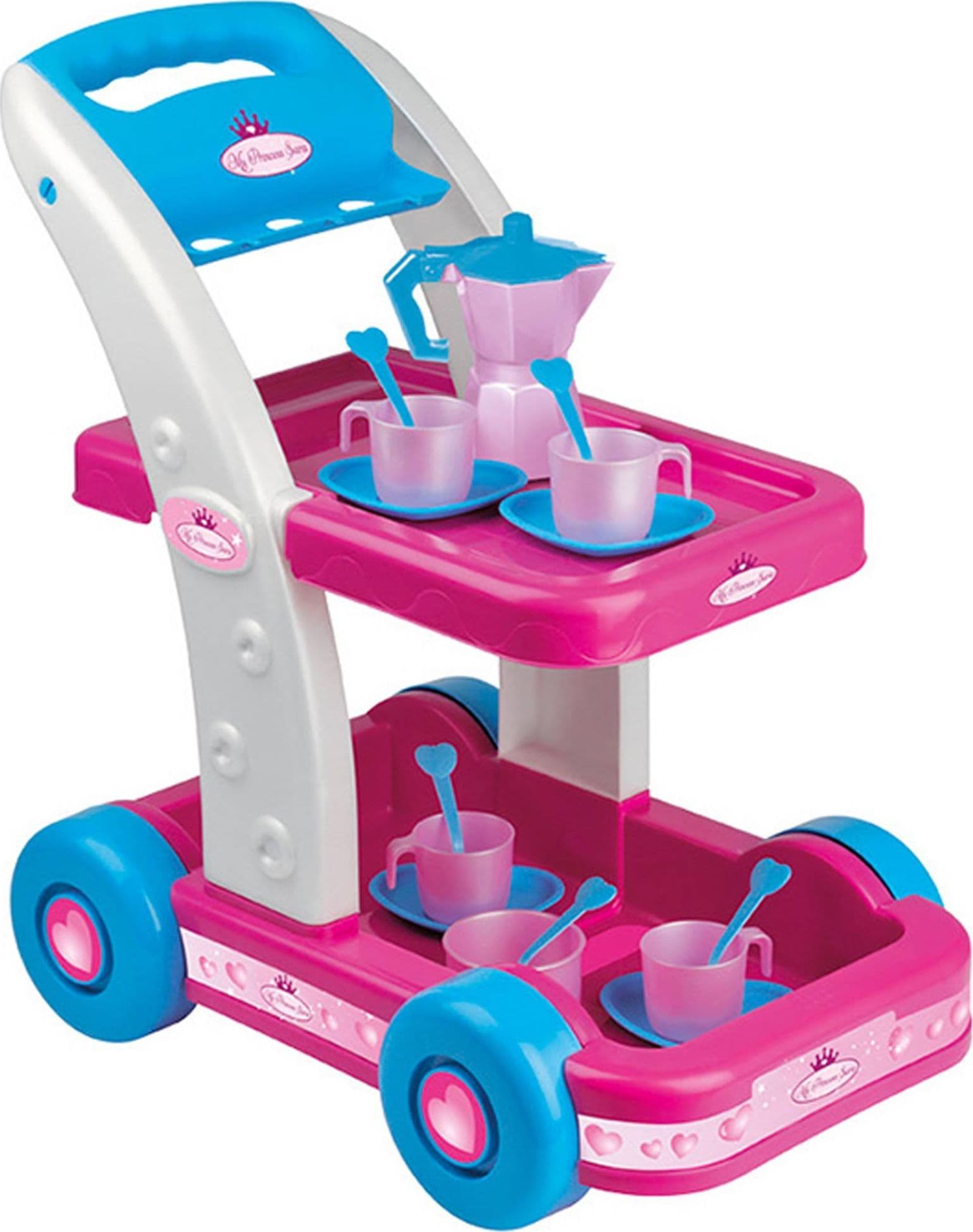 CARRELLO PER SERVIRE CAFFè PRINCESS GIOCATTOLO PER BAMBINE CON SET ACCESSORI