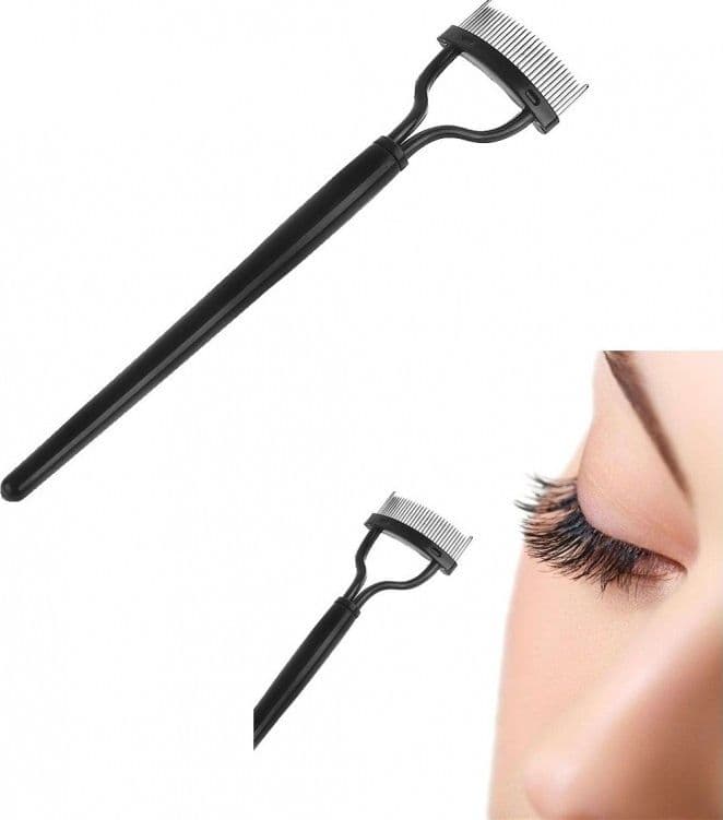 PETTINE APPLICATORE GUIDA CIGLIA MAKE-UP TRUCCO DONNA PUNTE IN ACCIAIO MASCARA - 2