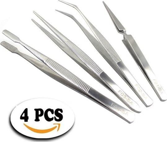 SET 4 PINZETTE IN ACCAIO INOSSIDABILE PER SOPRACIGLIE SOPRA CIGLIE MACKUP BEAUTY - 5