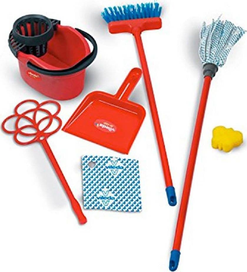 CARRELLO DELLE PULIZIE GIOCATTOLO CON MOCIO SECCHIO ACCESSORI PER BAMBINI GIOCHI - 2