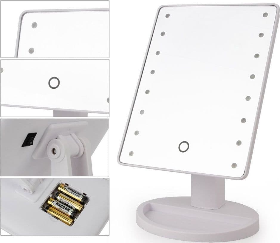 SPECCHIO 16 LED ORIENTABILE 360 GRADI TOUCH SCREEN BAGNO STANZA MAKE UP MIRROR