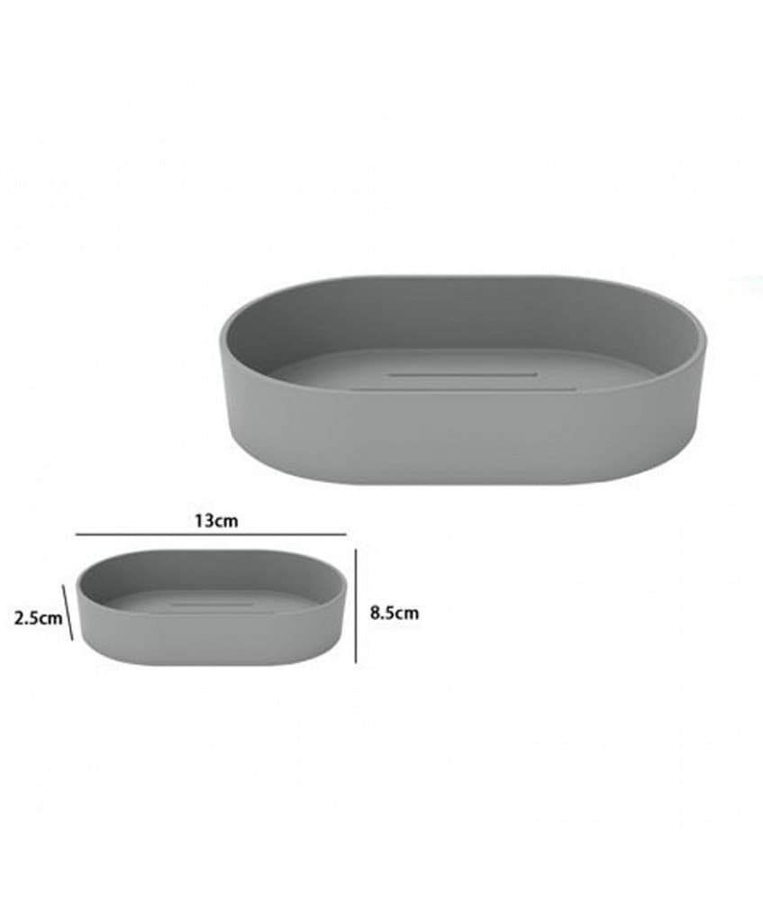PORTASAPONE SAPONETTA DA BAGNO IN PLASTICA ACCESSORIO GRIGIO 13X8.5X2.5 CM 69856 - 2