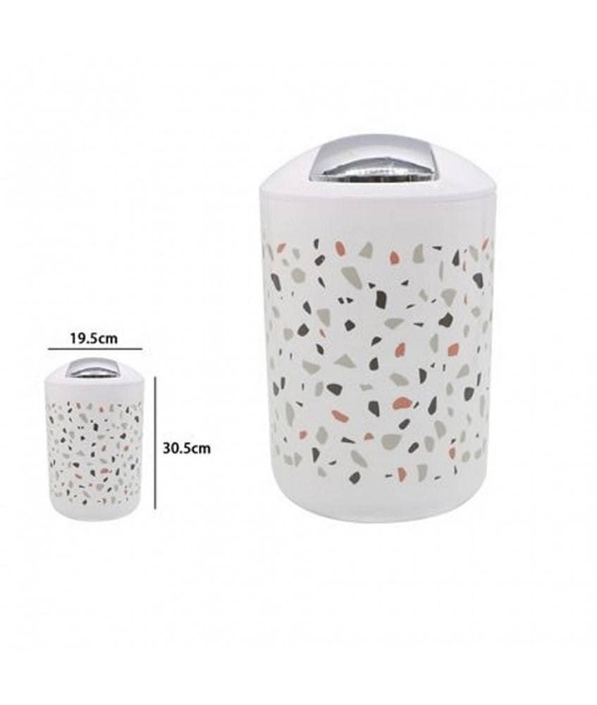 CESTINO PATTUMIERA ARREDO BAGNO GRANIGLIA BIANCO MULTICOLORE 19.5X30.5 CM 69844 - 2