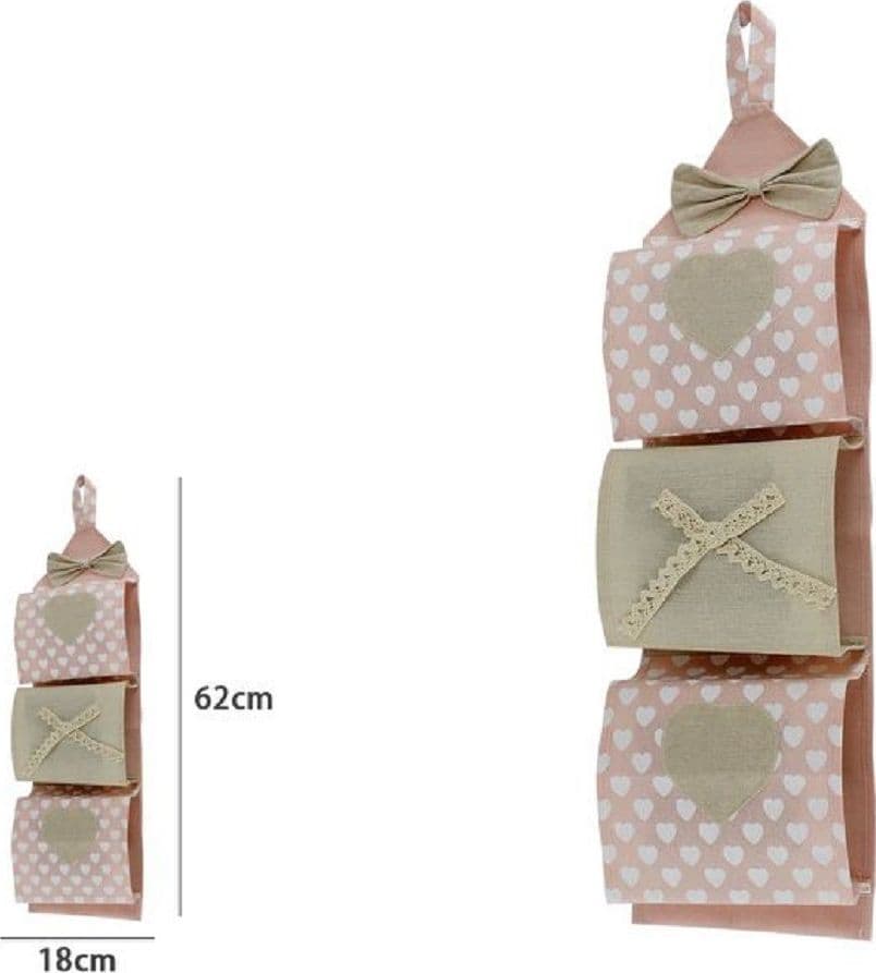 PORTA ROTOLO CARTA IGIENICA ORGANIZER D'APPENDERE 3 TASCHE TESSUTO BAGNO 59488 - 2