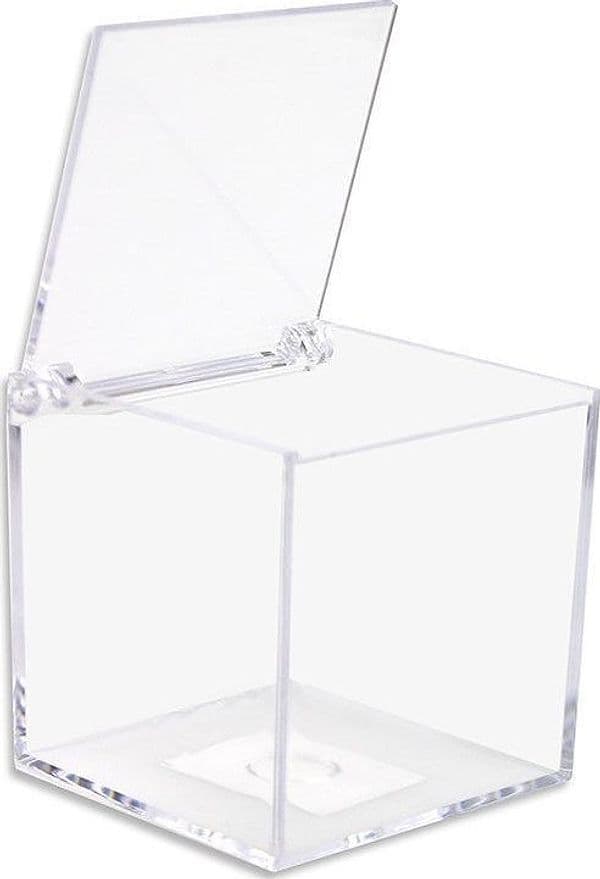 12 SCATOLINE SCATOLE CUBO PLEXIGLASS 8X8cm TRASPARENTE PORTA CONFETTI BOMBONIERA - 2