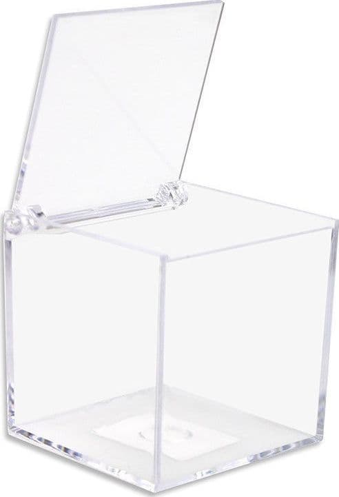 12 SCATOLINE SCATOLE CUBO PLEXIGLASS 8X8cm TRASPARENTE PORTA CONFETTI BOMBONIERA - 2