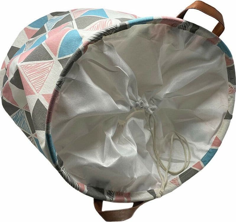 CESTO SACCO PORTABIANCHERIA BAGNO PIEGHEVOLE CON MANICI IN TESSUTO ROMBI 10523 - 2
