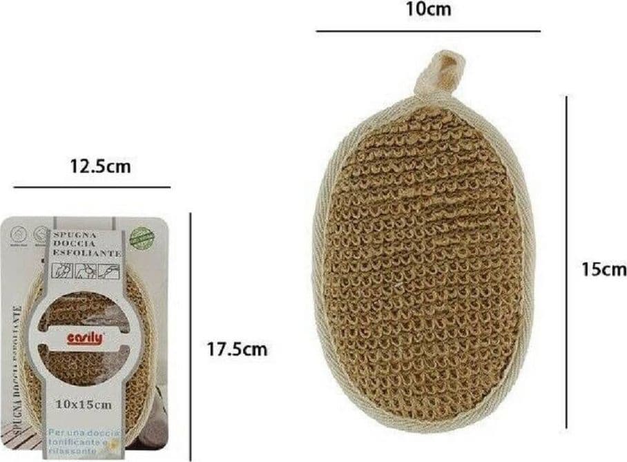 SPUGNA PER DOCCIA BAGNO ESFOLIANTE CURA PELLE CORPO 10 X 15 CM MARRONE 69578