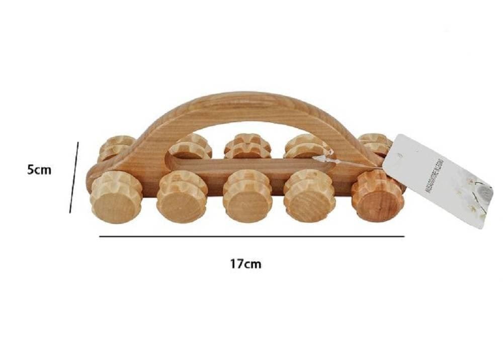 RULLO MASSAGGIATORE IN LEGNO PER MASSAGGI ANTICELLULITE CERVICALE SCHIENA 69596 - 3