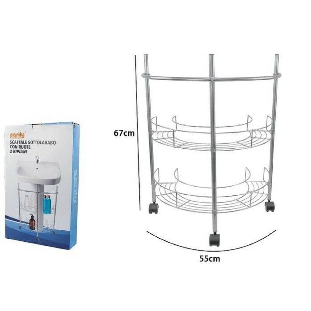 SCAFFALE MOBILETTO CARRELLO SOTTOLAVABO SOTTO LAVANDINO BAGNO 2 RIPIANI 59965 - 2