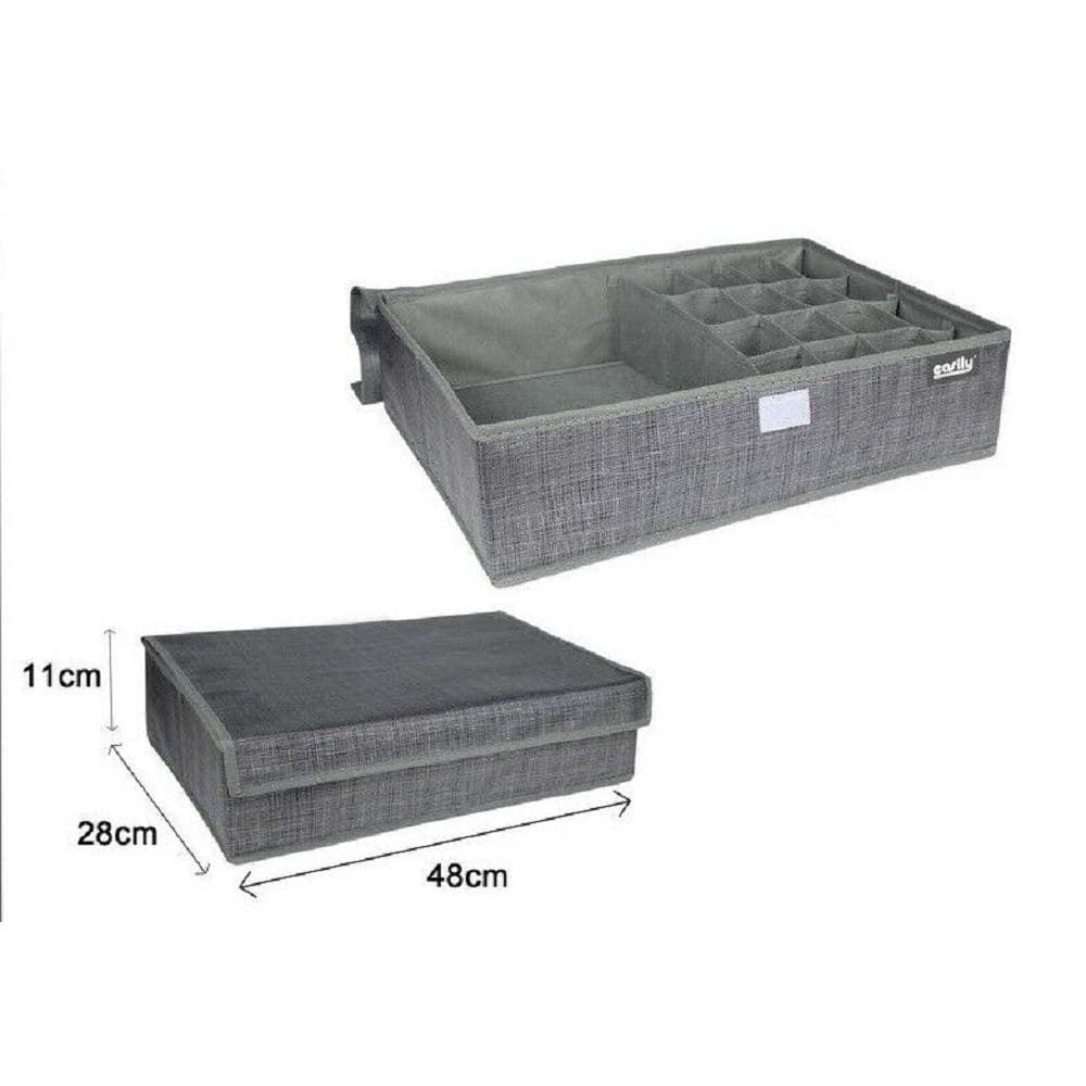 PORTA OGGETTI TESSUTO ORGANIZER CONTENITORE BIANCHERIA 17 POSTI 48X28X11CM 69722 - 2