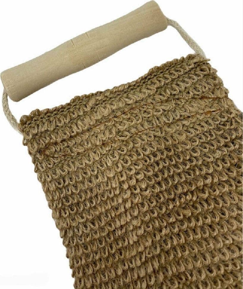 FASCIA LAVA SCHIENA ESFOLIANTE IN POLIESTERE CON MANICI IN CANAPA 11X50CM 69582 - 2