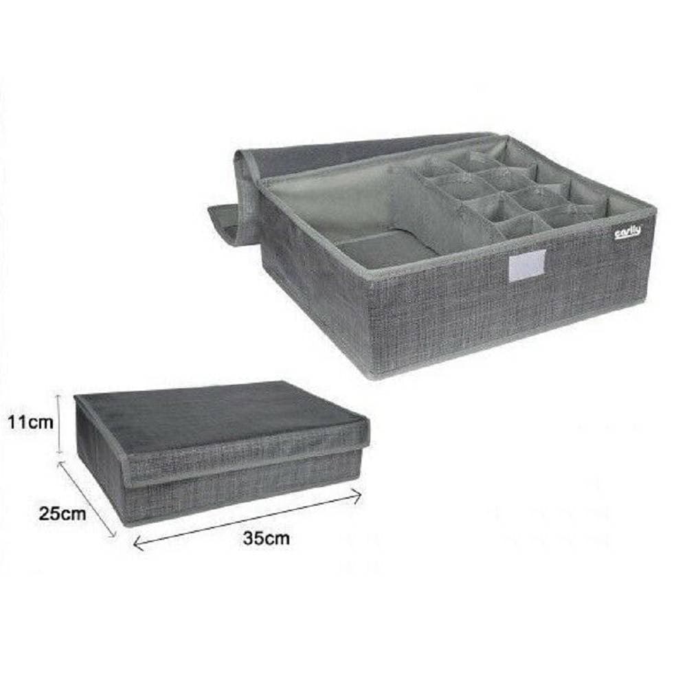 PORTAOGGETTI TESSUTO ORGANIZER CONTENITORE BIANCHERIA 13 POSTI 35X25X11CM 69721 - 2