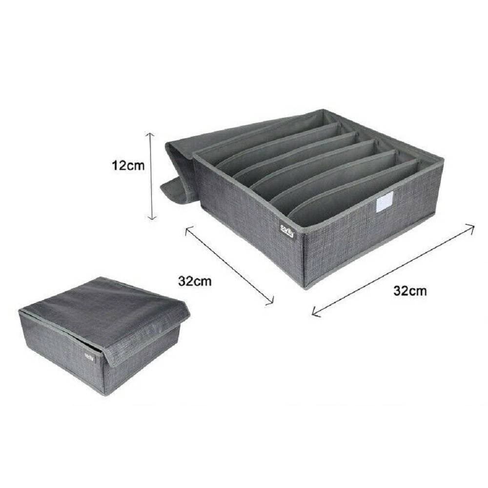 PORTAOGGETTI TESSUTO ORGANIZER CONTENITORE BIANCHERIA 6 POSTI 32X32X12 CM 69716 - 2