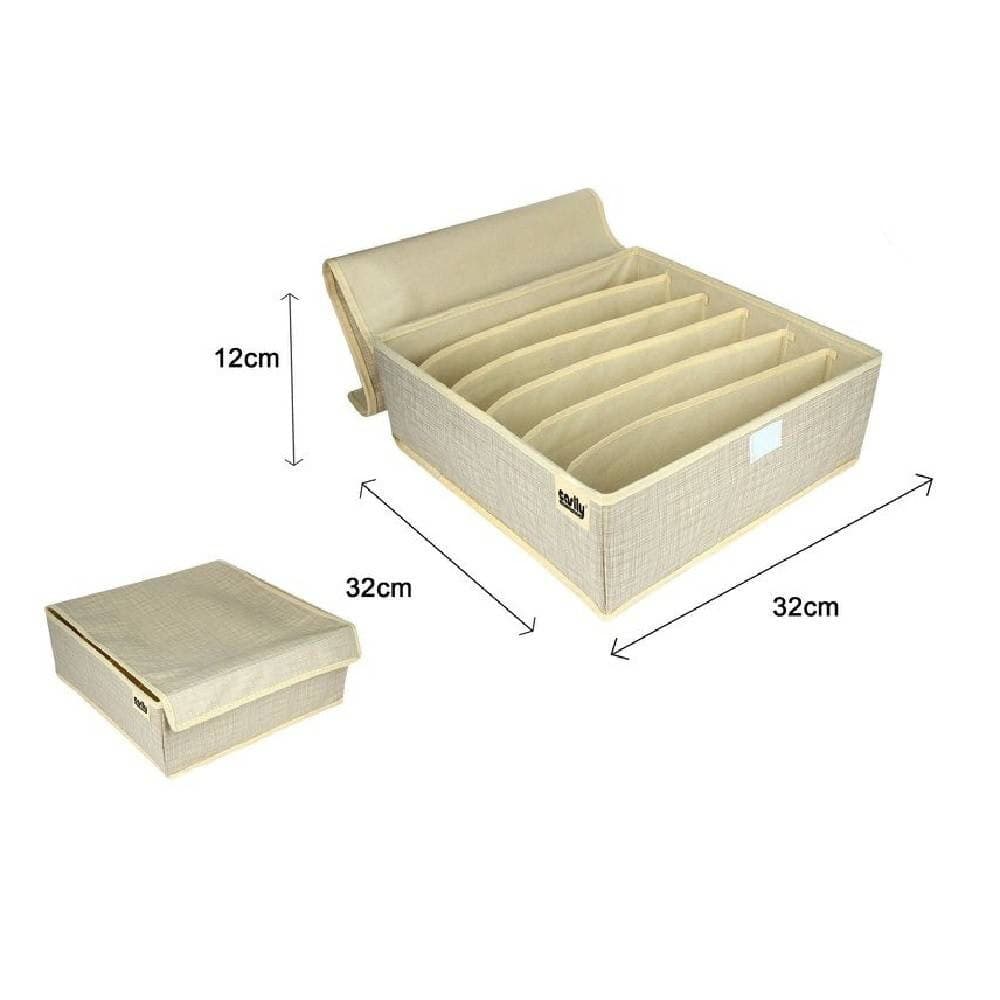 PORTAOGGETTI TESSUTO ORGANIZER CONTENITORE BIANCHERIA 6 POSTI 32X32X12 CM 69716 - 3
