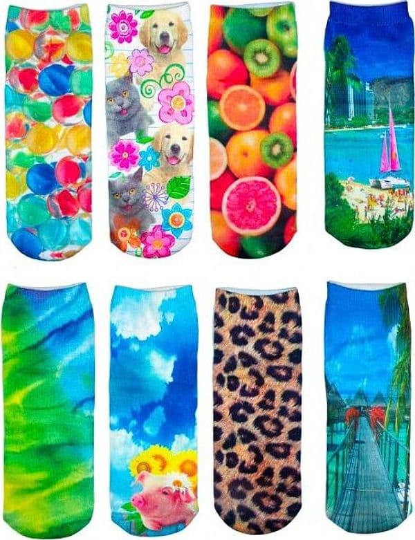 PACK 3 PAIA CALZINI FUNNY ANIMALS CALZE DONNA STAMPE COLORATE 3D - 3