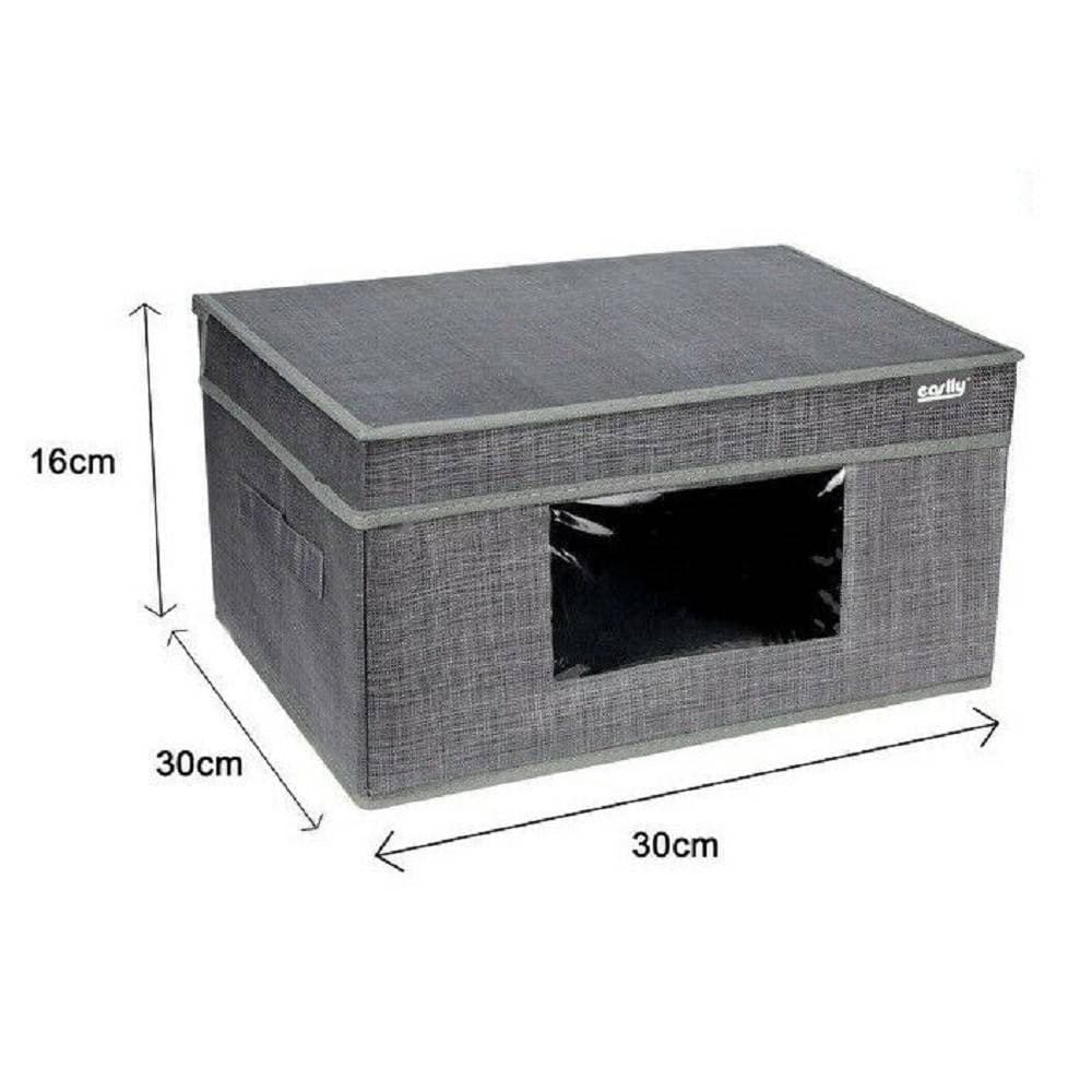 BOX SCATOLA SALVASPAZIO PORTATUTTO CONTENITORE ORGANIZER 30X30X16CM GRIGIO 69698 - 2