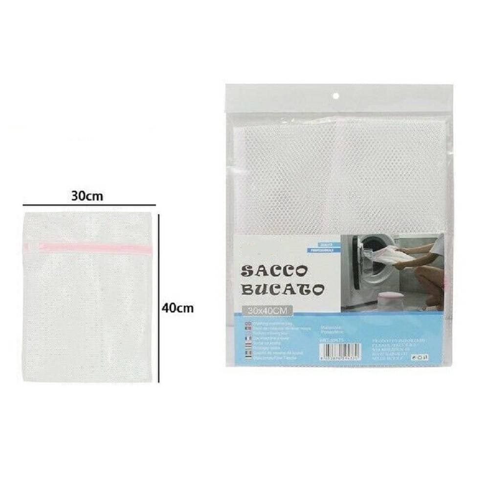 SACCHETTO BORSA DI LAVAGGIO SICURO LAVATRICE SACCO CALZINI BUCATO 30X40CM 59473 - 2