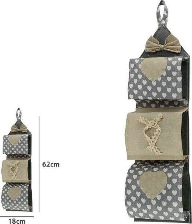 PORTA ROTOLO CARTA IGIENICA ORGANIZER DA APPENDERE 3 TASCHE TESSUTO BAGNO 59487 - 2