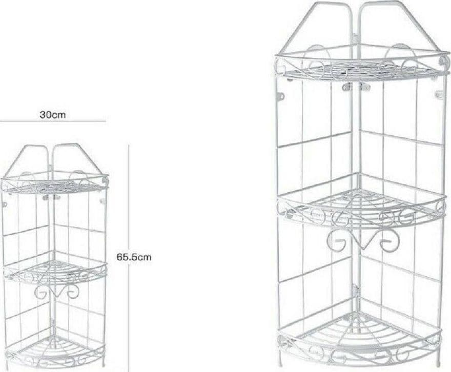 MENSOLA ANGOLIERA ANGOLARE 3 RIPIANI PORTA OGGETTI BAGNO METALLO BIANCO 52528 - 2