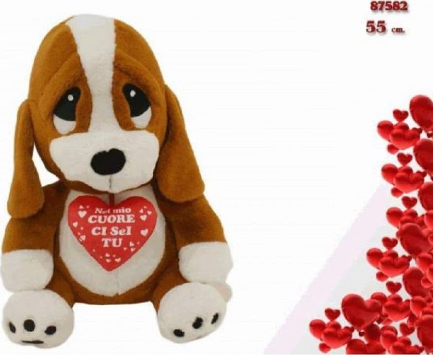 CANE COCKER PELUCHE 55CM CON CUORE "NEL MIO CUORE CI SEI TU" SAN VALENTINO 87582 - 2