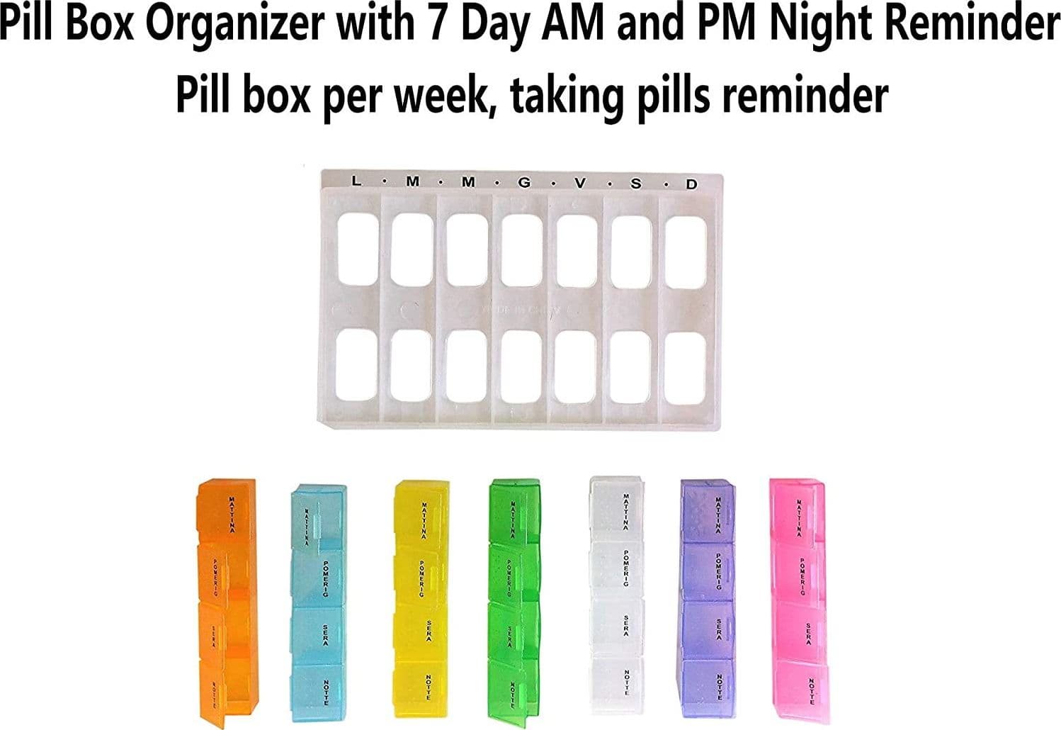 PORTAPILLOLE PORTA PILLOLE PILL BOX 7 GIORNI SETTIMANALE MATTINA POMERIGGIO SERA - 3