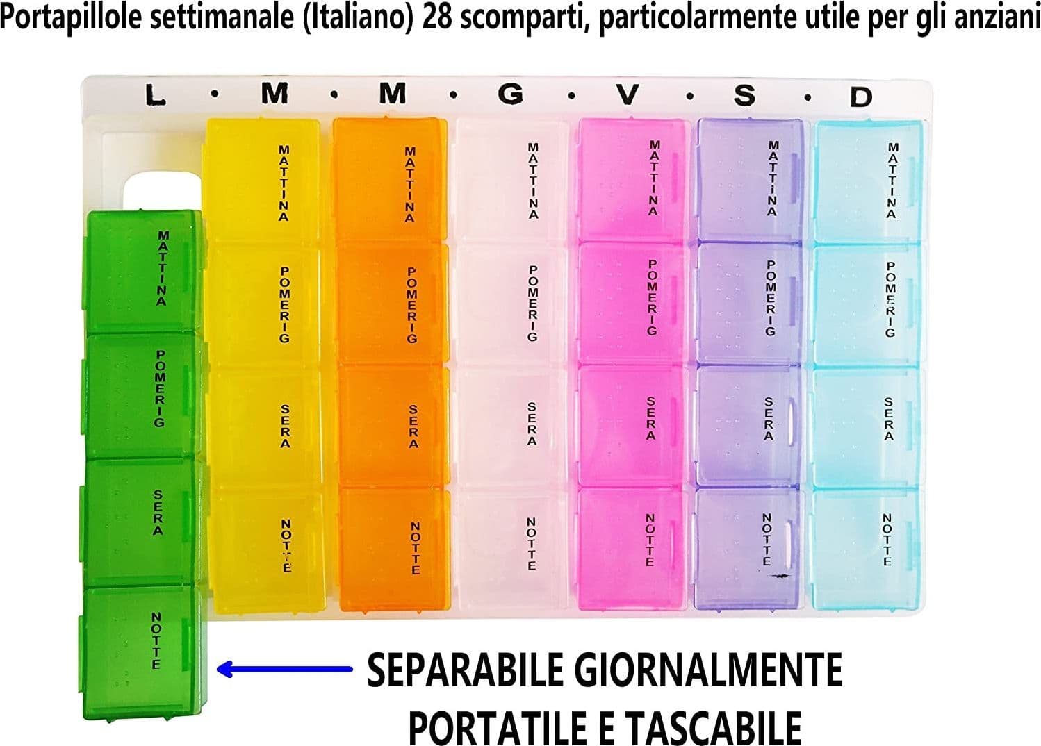 PORTAPILLOLE PORTA PILLOLE PILL BOX 7 GIORNI SETTIMANALE MATTINA POMERIGGIO SERA - 5