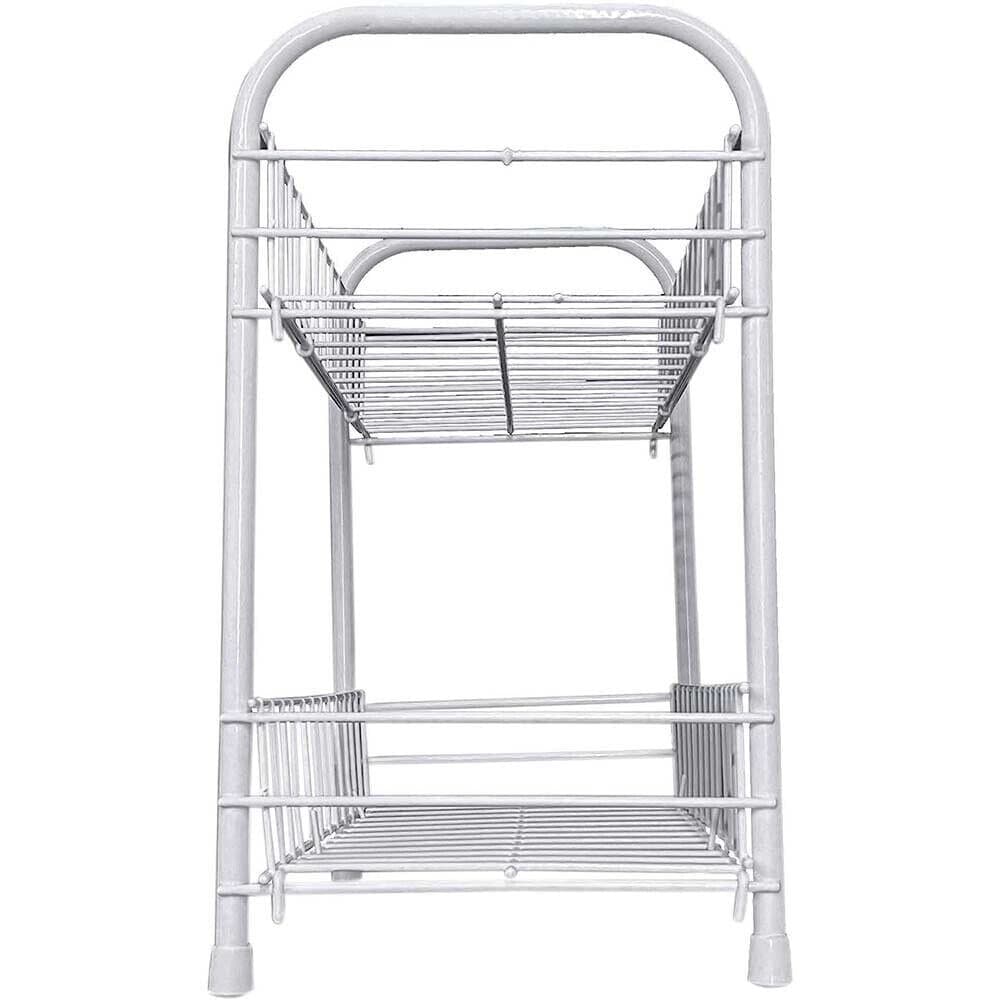 MOBILETTO IN METALLO PORTA OGGETTI 2 RIPIANI BIANCO SCAFFALE BAGNO 32X36CM 52530 - 3