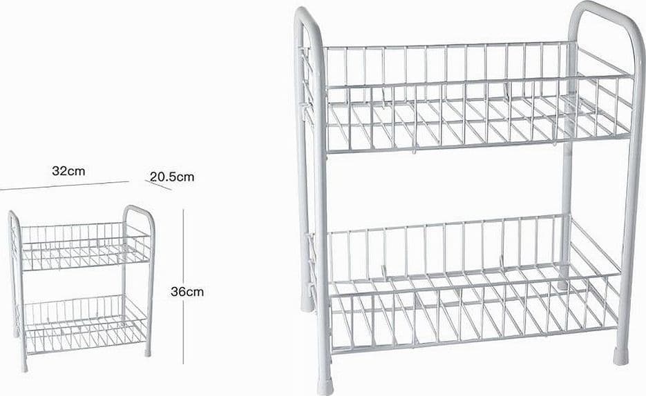 MOBILETTO IN METALLO PORTA OGGETTI 2 RIPIANI BIANCO SCAFFALE BAGNO 32X36CM 52530 - 7
