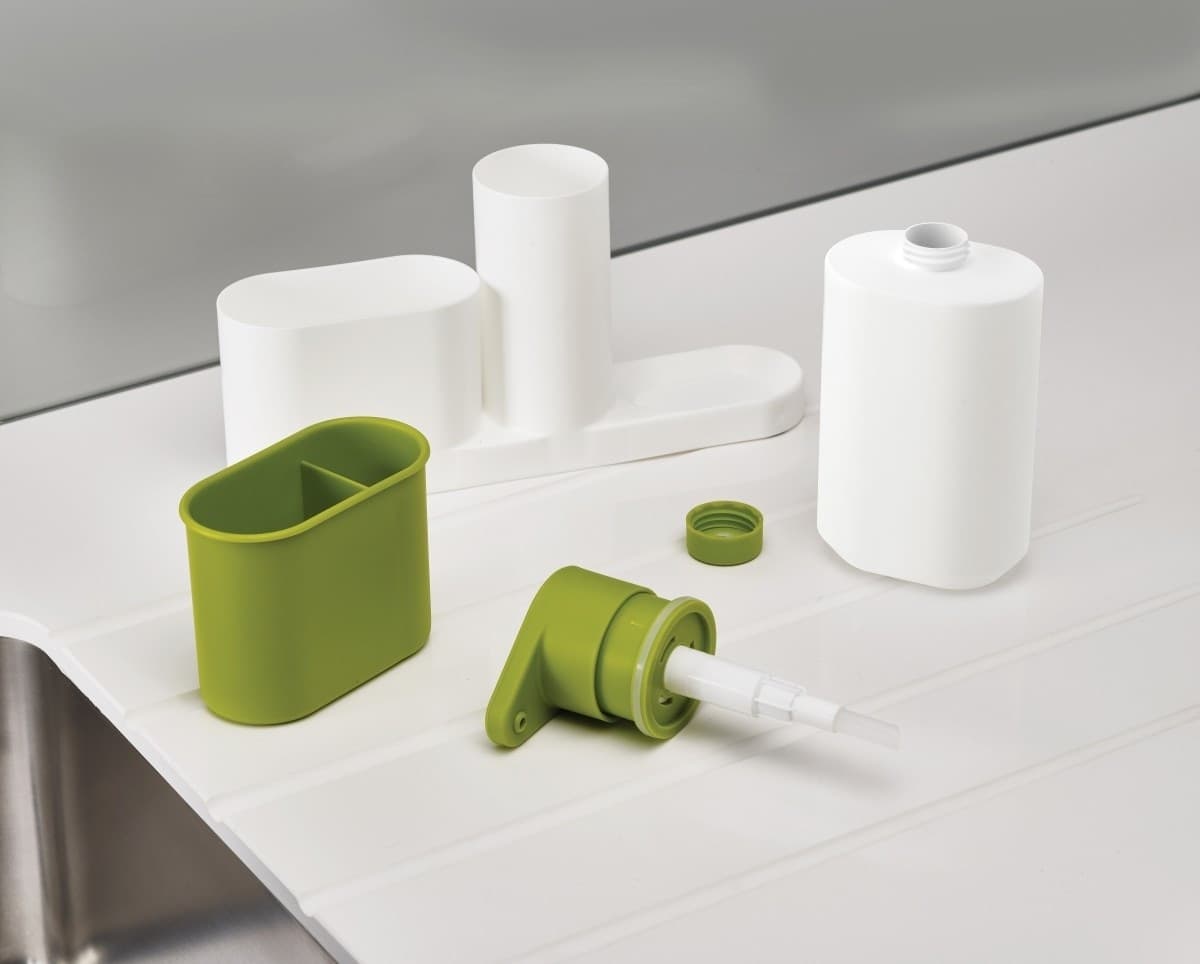 SET ORGANIZER PER LAVELLO DISPENSER DI SAPONE LIQUIDO + BOTTIGLIA + CONTENITORE - 5