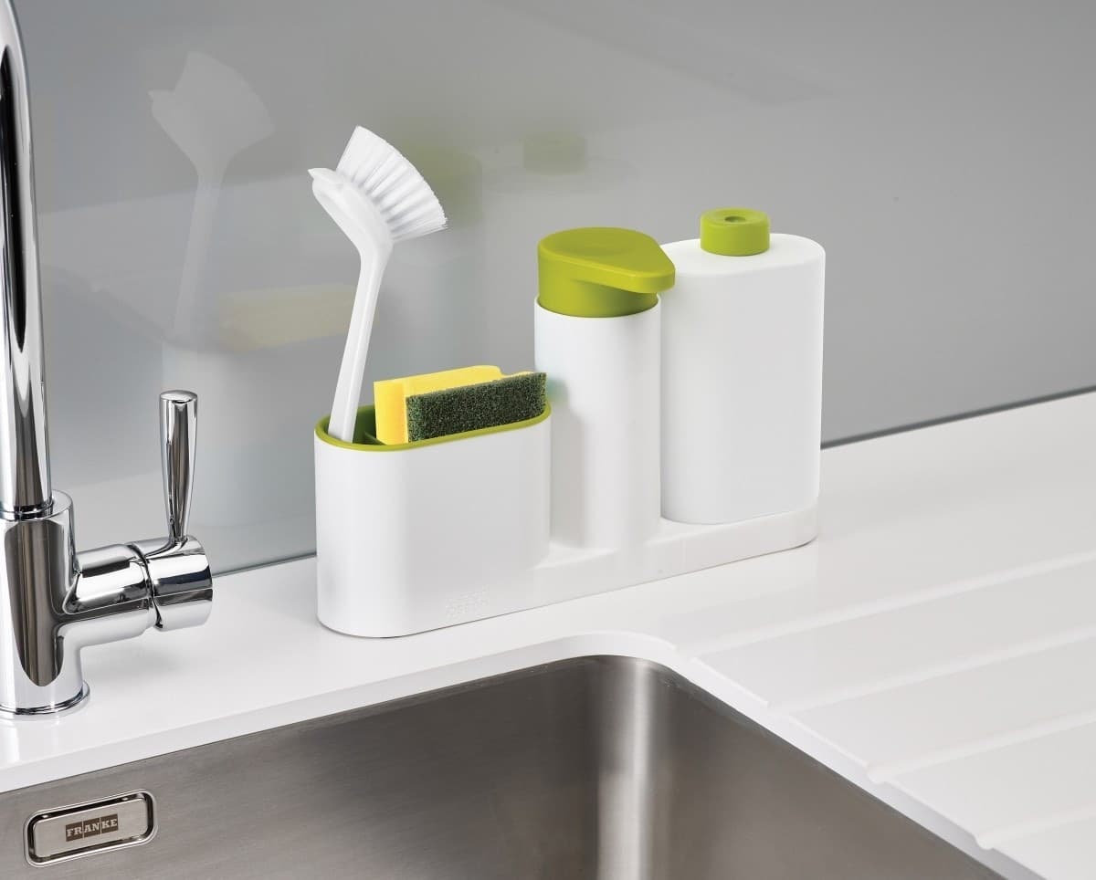 SET ORGANIZER PER LAVELLO DISPENSER DI SAPONE LIQUIDO + BOTTIGLIA + CONTENITORE - 6