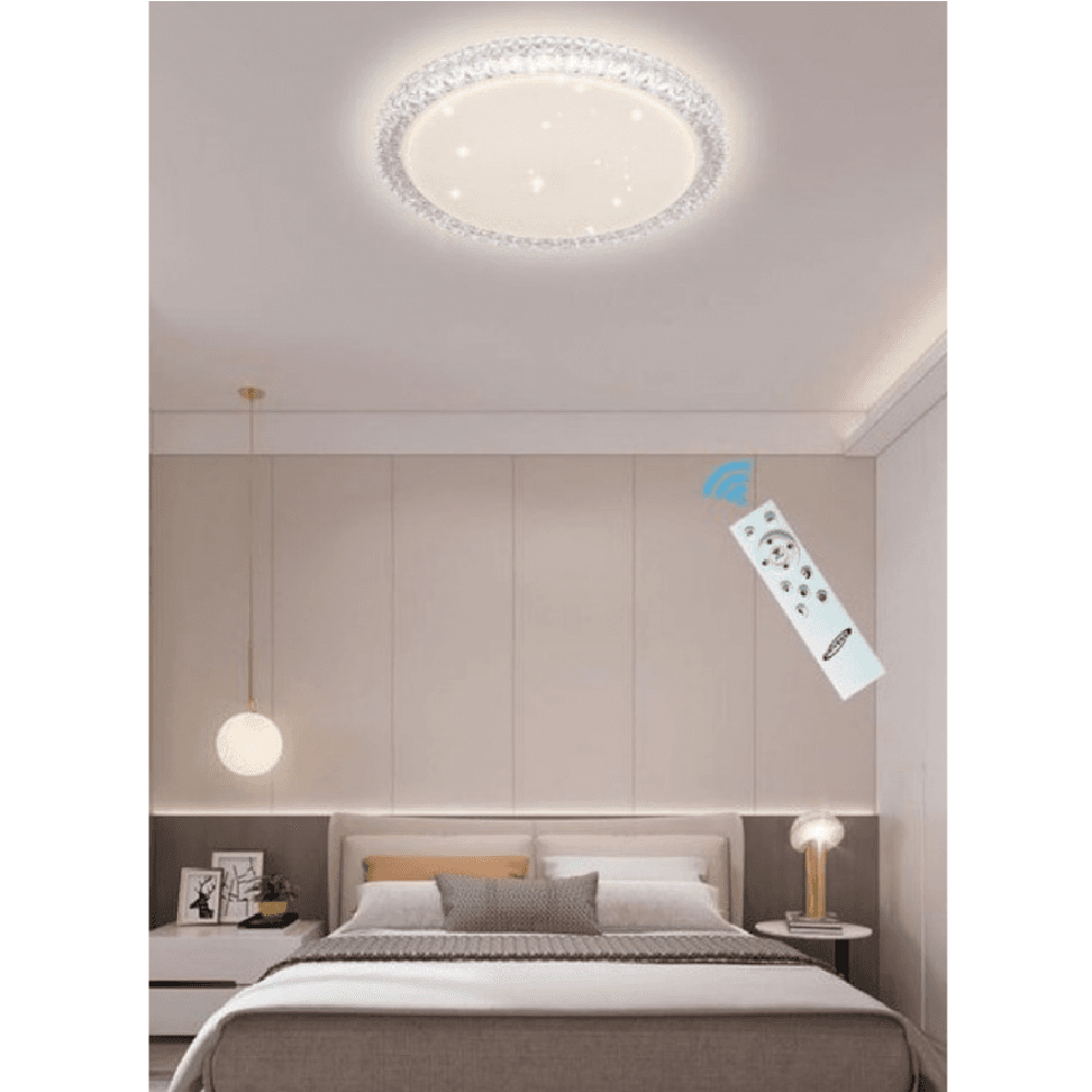 PLAFONIERA LED 60 W LAMPADARIO SOFFITTO SMART DIMMERABILE EFFETTO CRISTALLO - 7