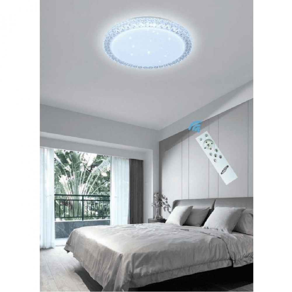 PLAFONIERA LED 60 W LAMPADARIO SOFFITTO SMART DIMMERABILE EFFETTO CRISTALLO - 6