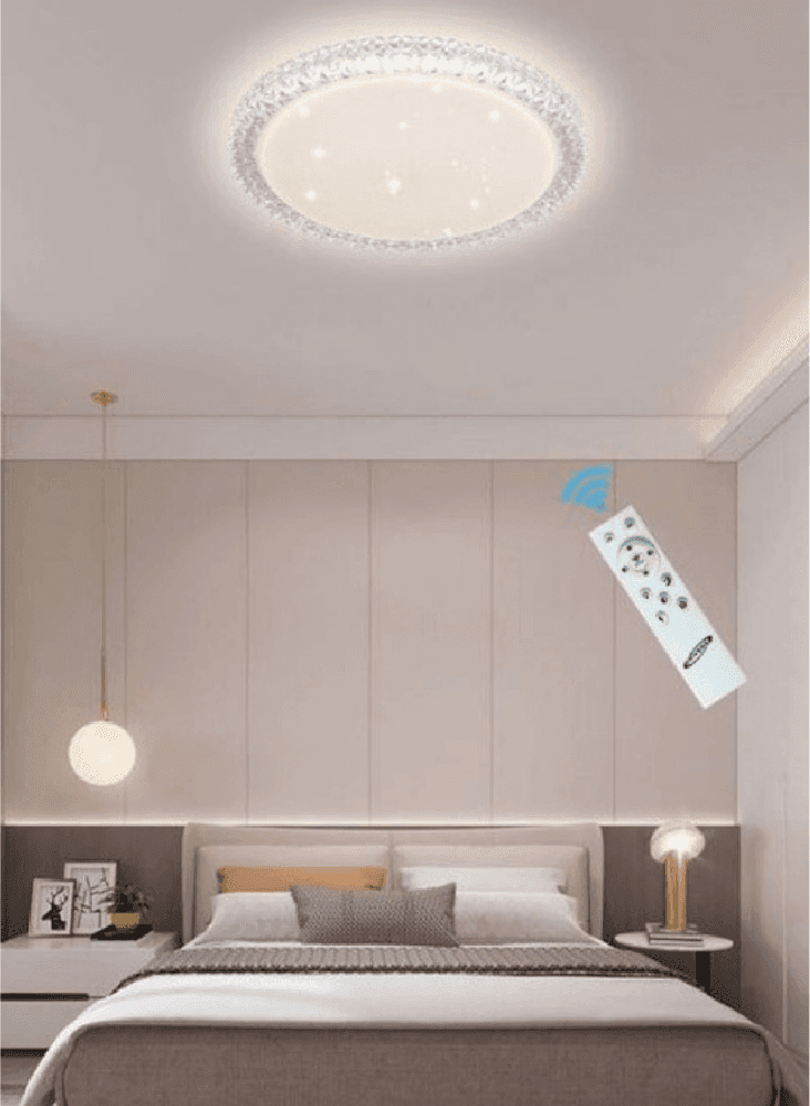 PLAFONIERA LED 60 W LAMPADARIO SOFFITTO SMART DIMMERABILE EFFETTO CRISTALLO - 2