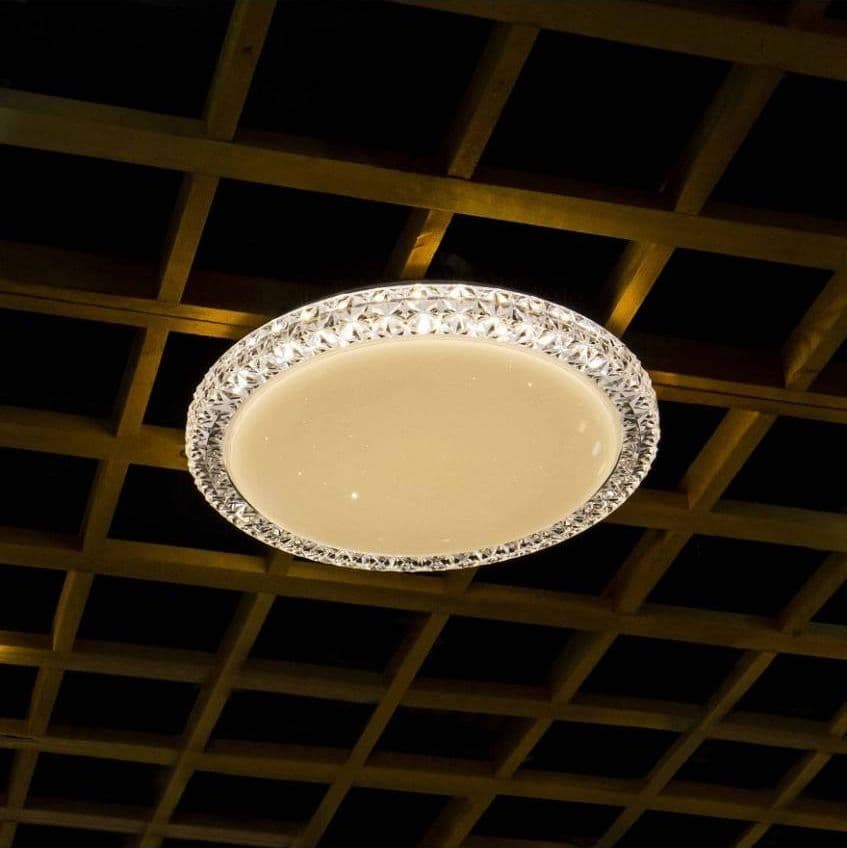 PLAFONIERA LED 60 W LAMPADARIO SOFFITTO SMART DIMMERABILE EFFETTO CRISTALLO - 4