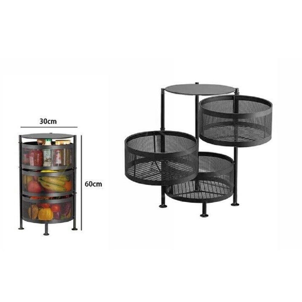 MOBILE MOBILETTO TAVOLINO METALLO NERO 3 SCOMPARTI PORTATUTTO REGOLABILE 30x60CM - 2