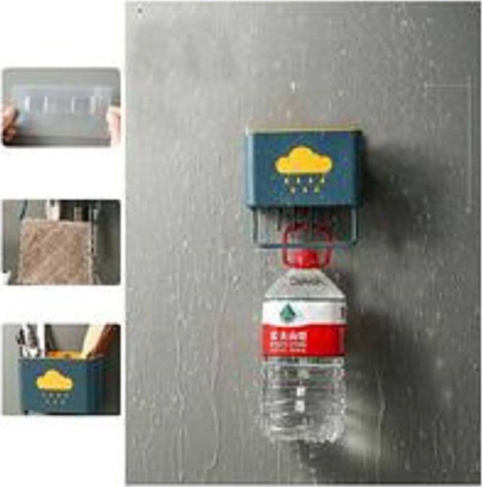 CESTELLO PORTA BACCHETTE POSATE CUCCHIAIO SPATOLE SCARICO CON GANCI PARETE 70214 - 4