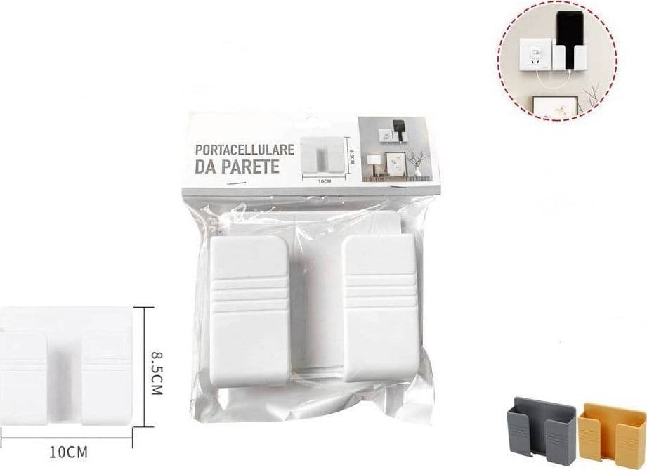 PORTA CELLULARE SMARTPHONE DA PARETE MURO TASCA SUPPORTO STAND 10 X 8.5 CM 70209 - 2