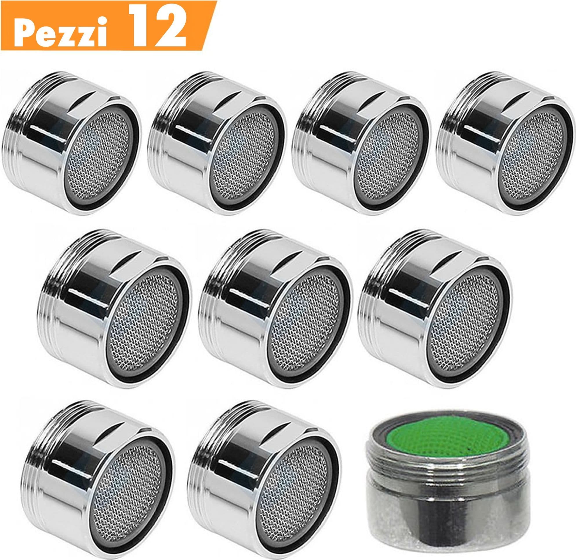 KIT SET 12 PEZZI FILTRO FILTRINO RUBINETTO ROMPIGETTO AREATORE MASCHIO DA 24 mm