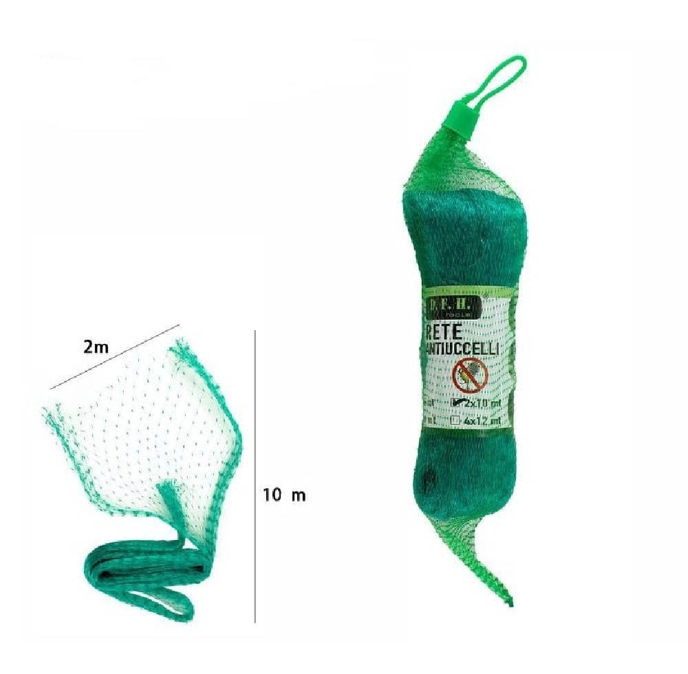 RETE ANTI UCCELLI VERDE IN POLIETILENE PROTEZIONE GIARDINO ORTO PIANTE 2 X 10 MT - 4