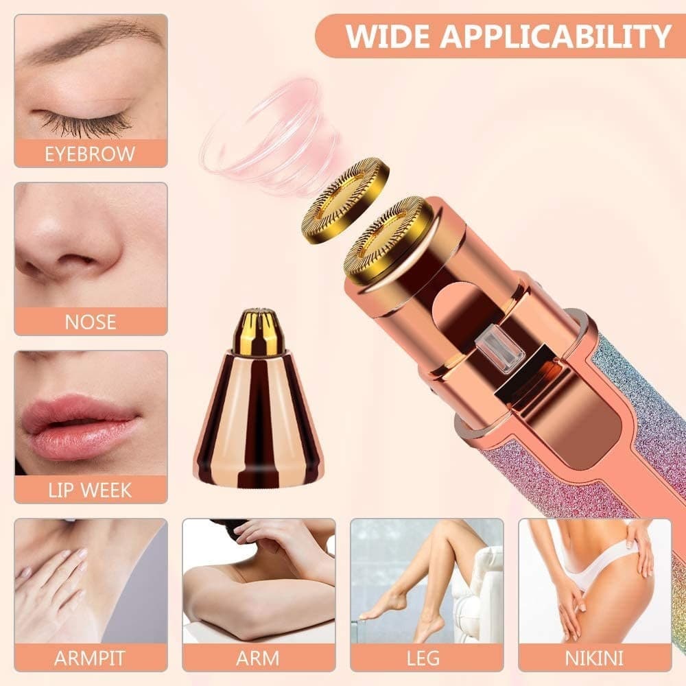 EPILATORE DONNA RICARICABILE 2IN1 PER VISO E SOPRACCIGLIE RASOIO ELETTRICO LUCE - 5