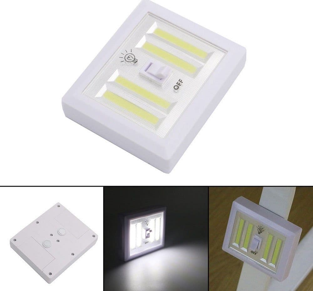 PUNTO LUCE LED CON INTERRUTTORE COB 3W FARETTO LAMPADA DA MURO PER ARMADIO - 4